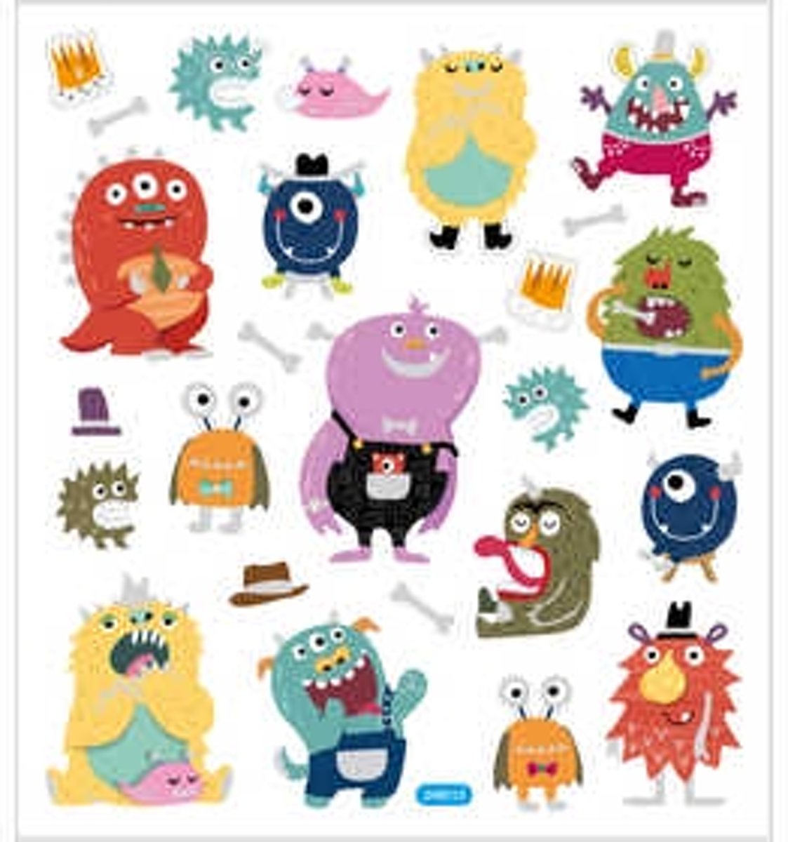 Stickers, vel 15x16,5 cm, circa 25 stuk, monsters, 1vel [HOB-29137]